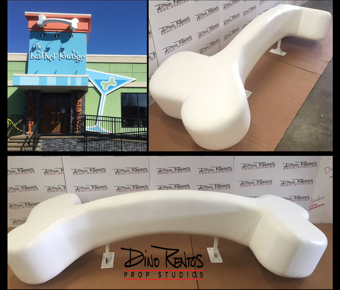 Large scenic foam dog bone for retail display at dog groomers